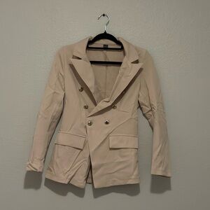 Beige Double-Breasted Women's Blazer